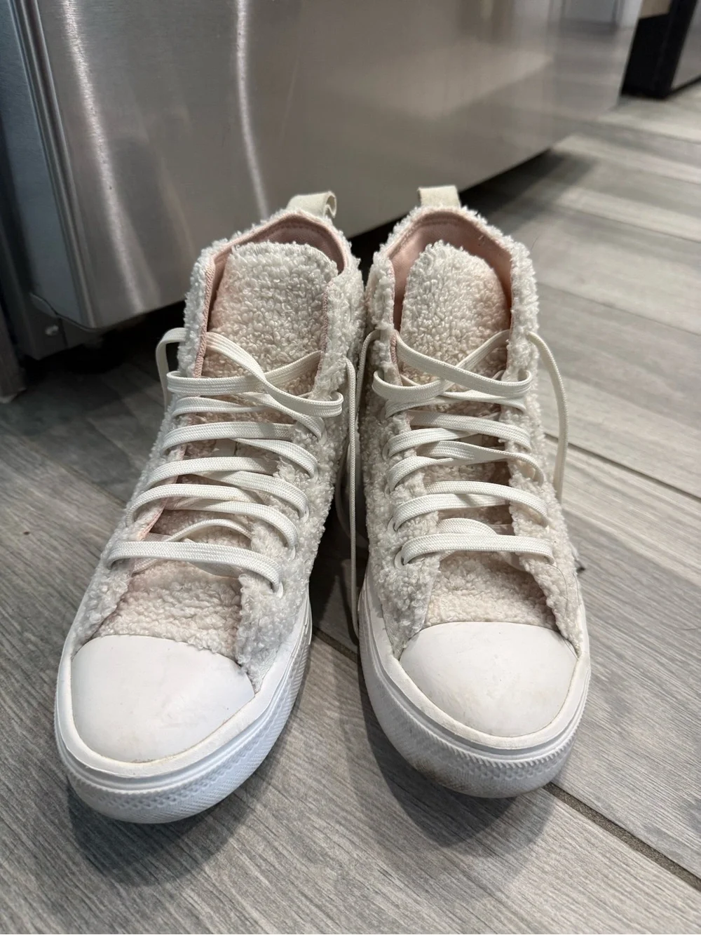 Women’s Sherpa Cream High-Top Plush Sneakers